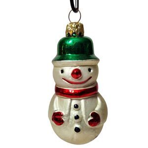 VTG ADORABLE SNOWMAN CHRISTMAS ORNAMENT MADE IN GERMANY MERCURY BLOWN GLASS EUC